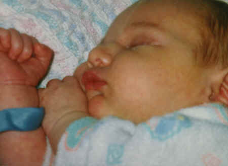 cameron - 3 weeks - asleep in bassenette - #9.jpg (205772 bytes)